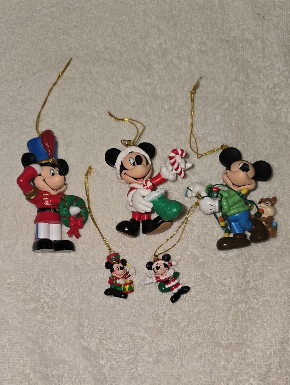 Set of 5 Vintage Mickey Mouse Christmas Ornaments